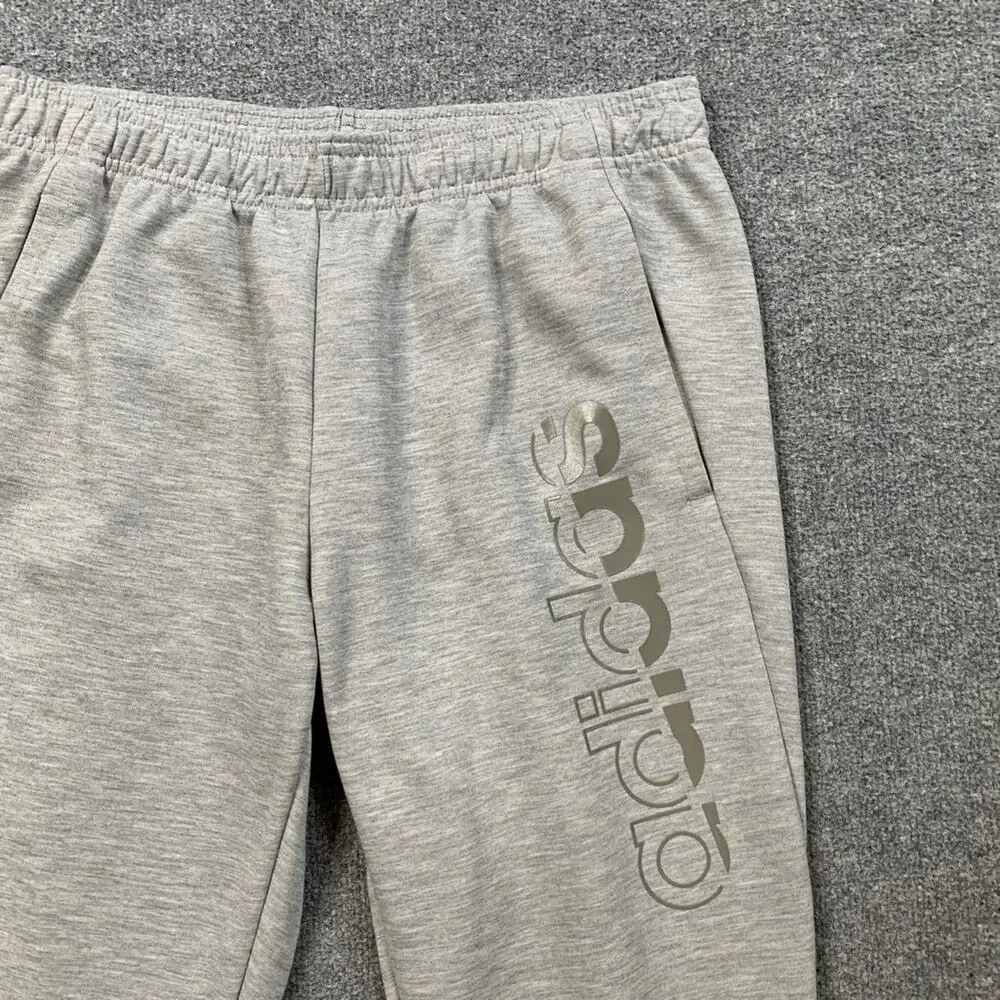 Adidas Joggers Mens L Large Ash Designed 2 Move Graphic Drawstring Track Pants